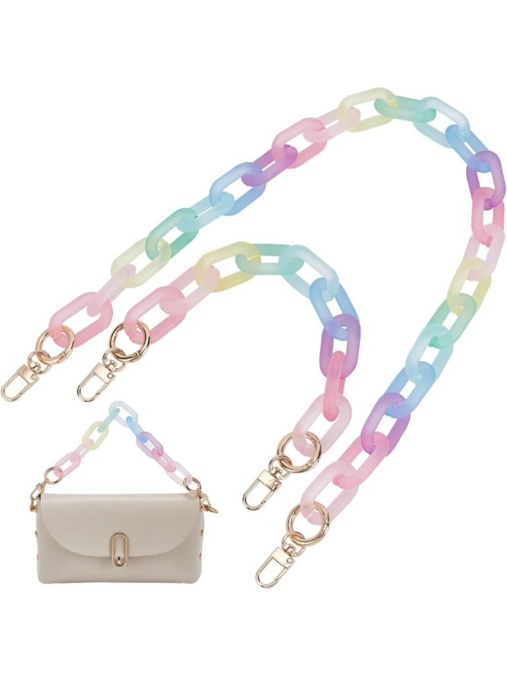 Acrylic Bag Handles & Metal Clasp - 2pcs Decorative Chain Straps for Handbags